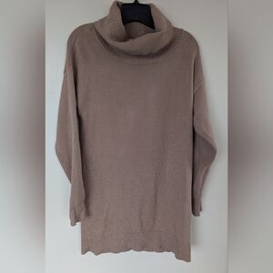 Raya (Cyrus Knits) Cowl Neck Sweater Dress, Tan/Brown (SIZE SMALL)